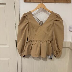 J.ING Tan Puff Sleeve Blouse